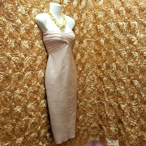 BCBG ๐ Strapless Pink Blush Pandeau Bodycon Dress - Picture 4 of 12